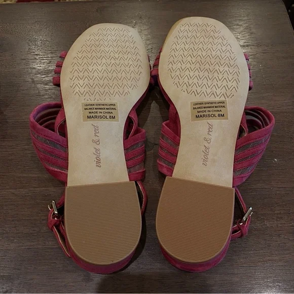 Pink Strappy Suede and Mesh Sandals with Block Heel; New with Tags, Never Worn - Picture 11 of 15